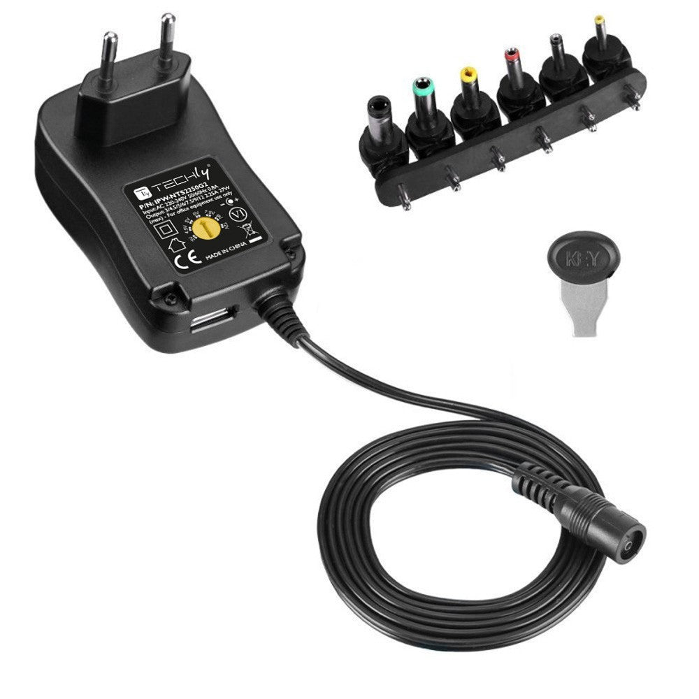 Alimentation universelle 230V Techly IPW-NTS2250G2 27W/2.25A 3-12V avec 6 connecteurs DC et USB