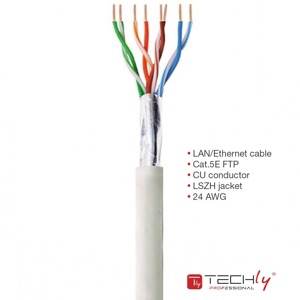 Câble Techly ITP-C5F-305-RIS Cat5e F/UTP LSZH 305m 100% CU Gris