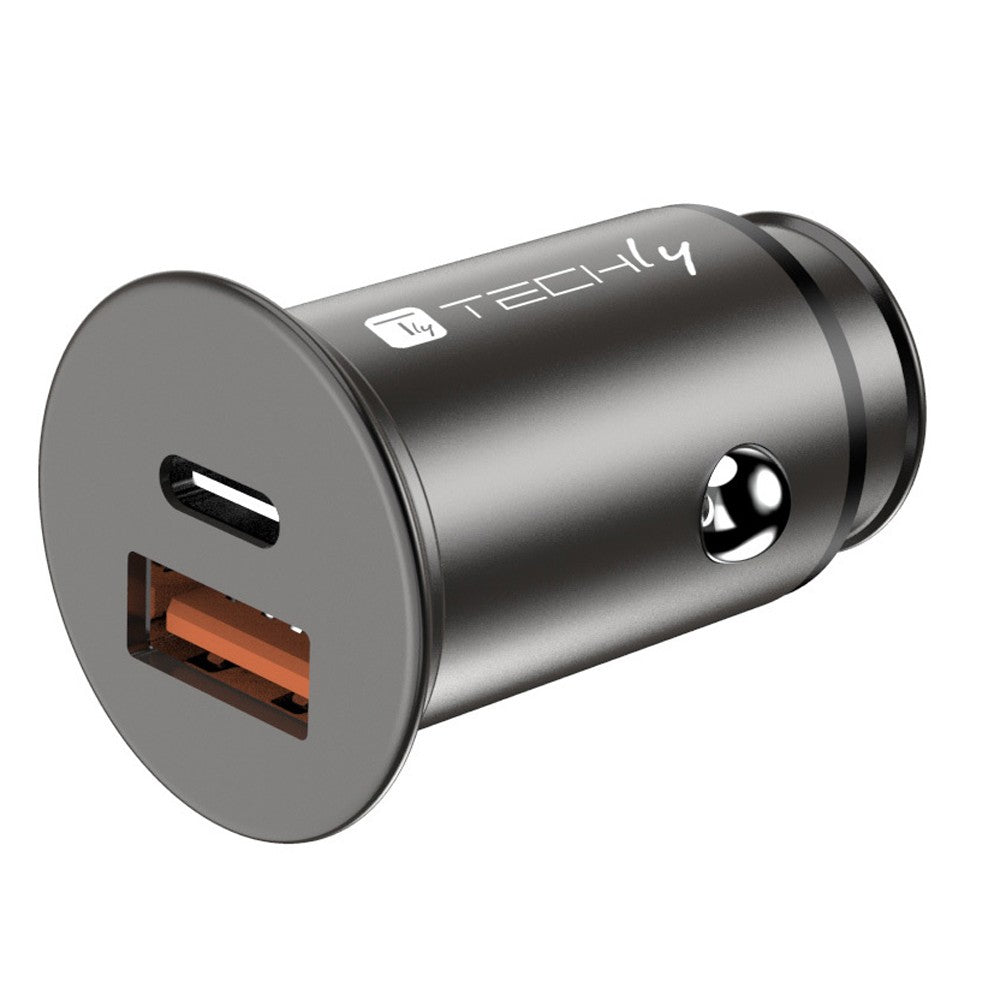 Techly IUSB2-CAR5-AC38W Chargeur de voiture USB-C & USB-A 38W/3A 5-12V