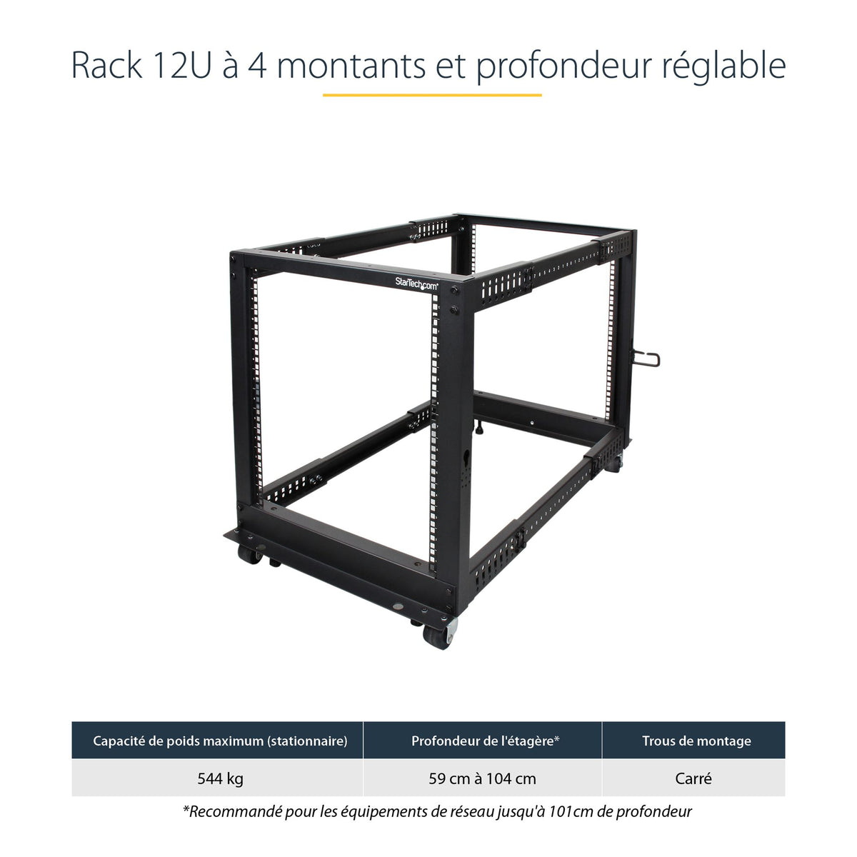 12U Adjustable Depth 4 Post Server Rack