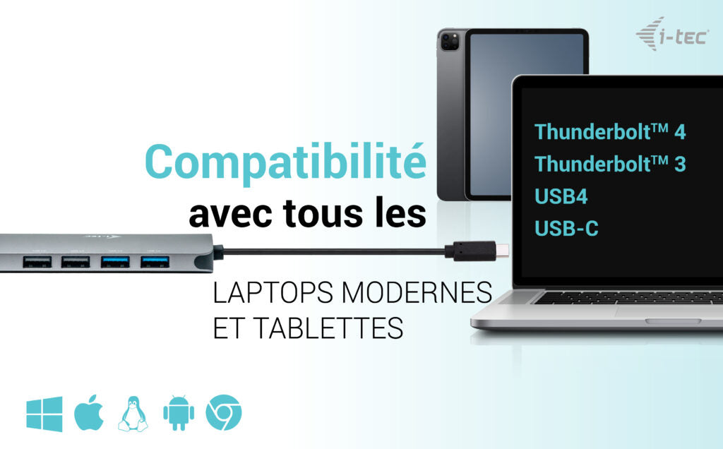 I-TEC USB-C Metal Nano Dock 2x HDMI 1x GLAN 2x USB 3.2 2x USB2.0 1x USB-C 3.2 Gen.1 Data 1x USB-C 100W PD Sans Alimentation
