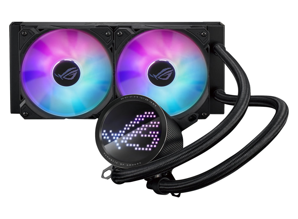 ASUS ROG RYUO III 240 ARGB all-in-one CPU liquid cooler with Asetek 8th gen pump solution and Anime Matrix LED Display