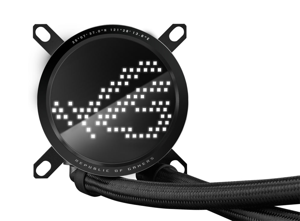 ASUS ROG RYUO III 240 ARGB all-in-one CPU liquid cooler with Asetek 8th gen pump solution and Anime Matrix LED Display