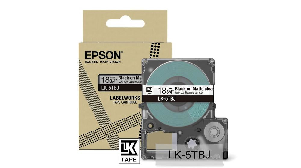 EPSON Matte Tape Clear/Black 18mm 8m LK-5TBJ