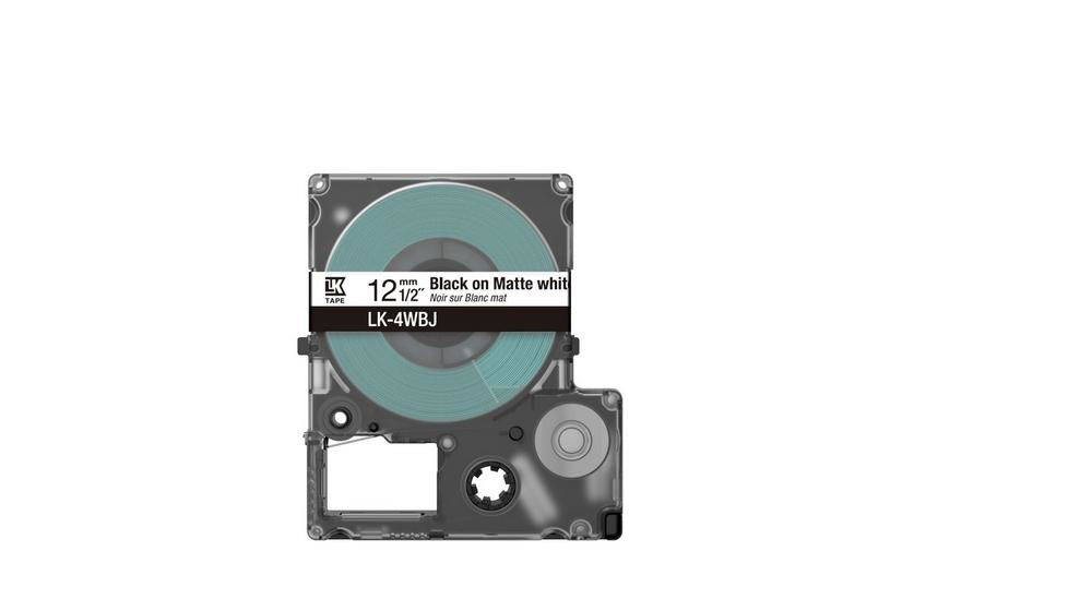 EPSON Matte Tape White/Black 12mm 8m LK-4WBJ
