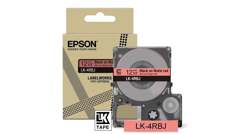 EPSON Matte Tape Red/Black 12mm 8m LK-4RBJ