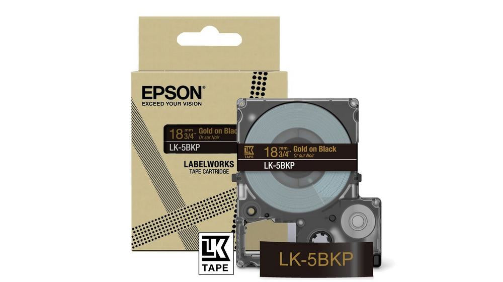 EPSON Metallic Tape Black/Gold 18mm 9m LK-5BKP