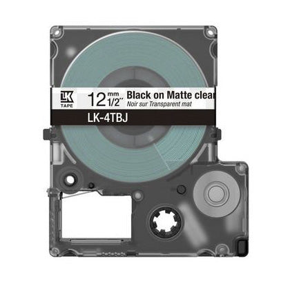 EPSON Matte Tape Clear/Black 12mm 8m LK-4TBJ