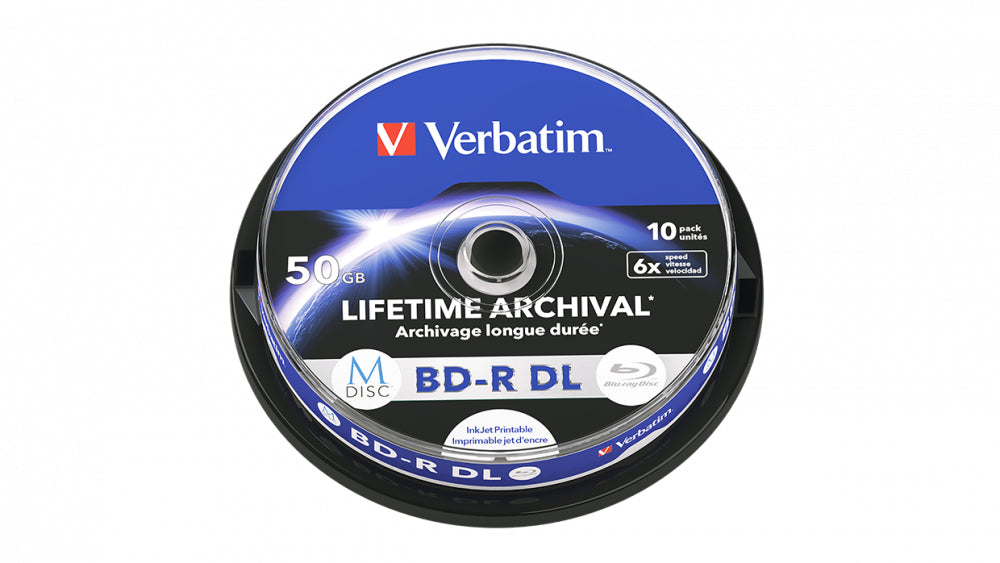 M-Disc BD-R DL 6X 50GB InkjetPrint10Pak