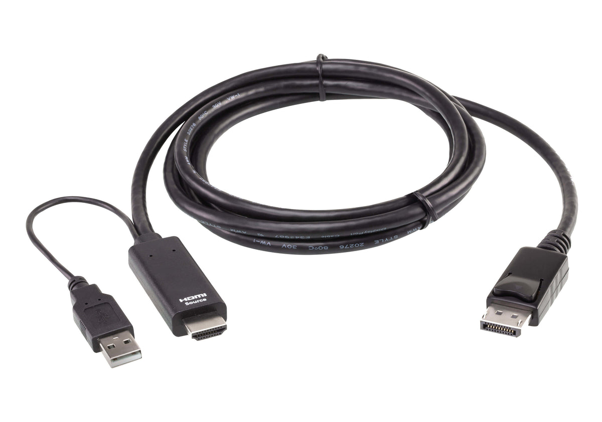 ATEN 2L-7D02HDP câble vidéo et adaptateur 1,8 m HDMI + USB Noir