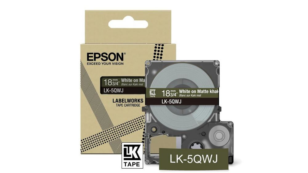 EPSON Matte Tape Khaki/White 18mm 8m LK-5QWJ