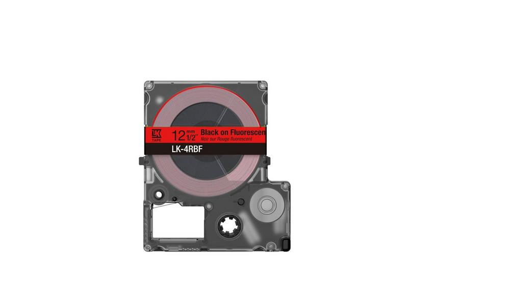 EPSON Colour Tape Fluorescent Red/Black 12mm 5m LK-4RBF