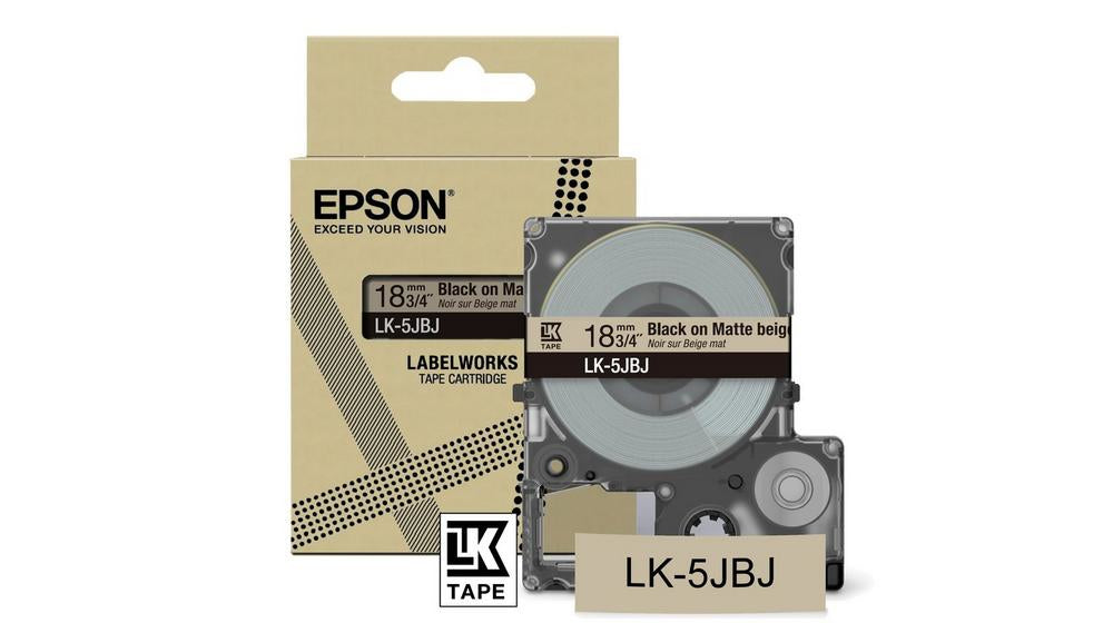 EPSON Matte Tape Beige/Black 18mm 8m LK-5JBJ
