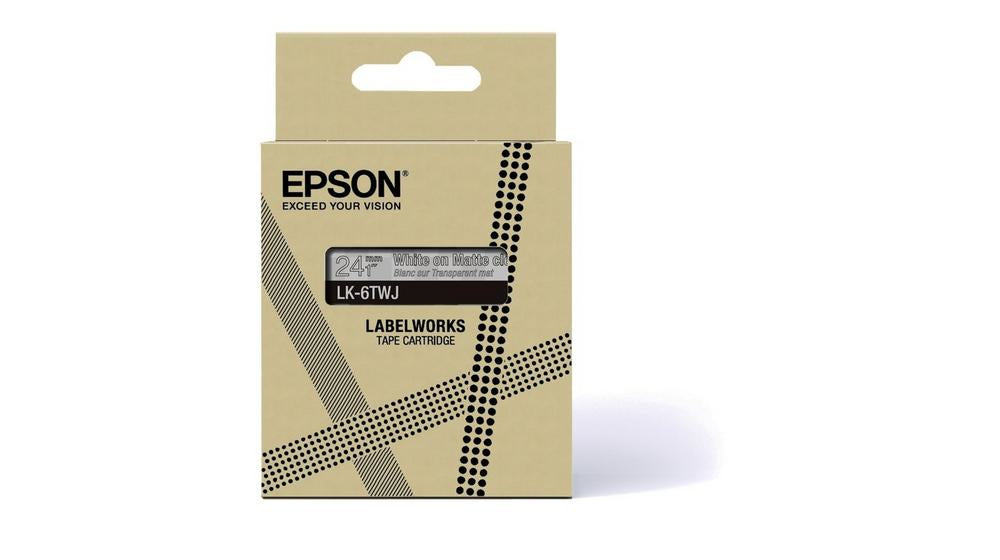 EPSON Matte Tape Clear/White 24mm 8m LK-6TWJ