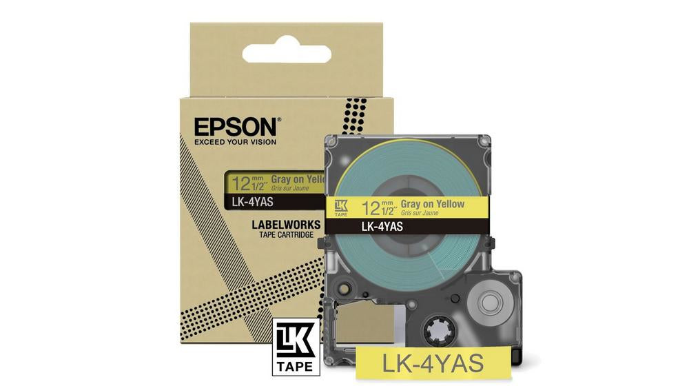 EPSON Colour Tape Yellow/Grey 12mm 8m LK-4YAS