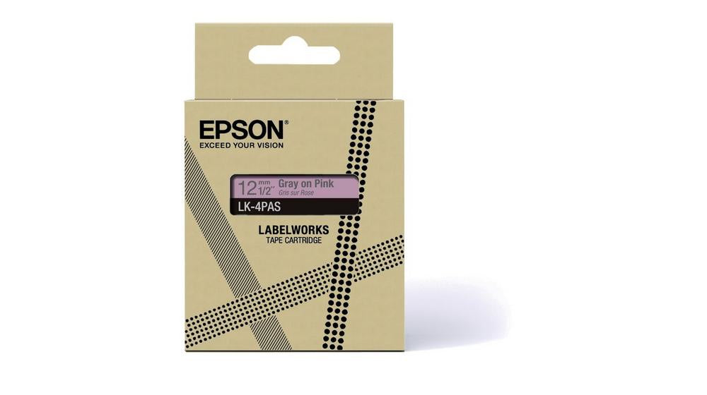 EPSON Colour Tape Pink/Grey 12mm 8m LK-4PAS