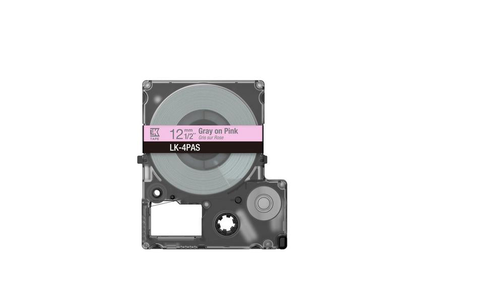 EPSON Colour Tape Pink/Grey 12mm 8m LK-4PAS