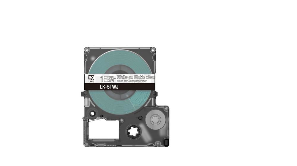 EPSON Matte Tape Clear/White 18mm 8m LK-5TWJ