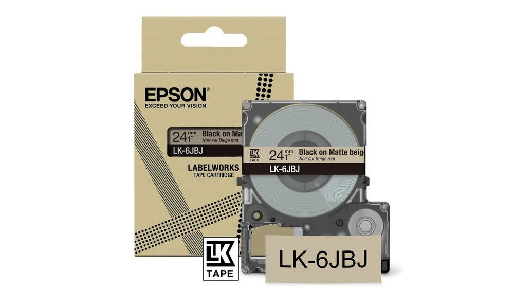 EPSON Matte Tape Beige/Black 24mm 8m LK-6JBJ