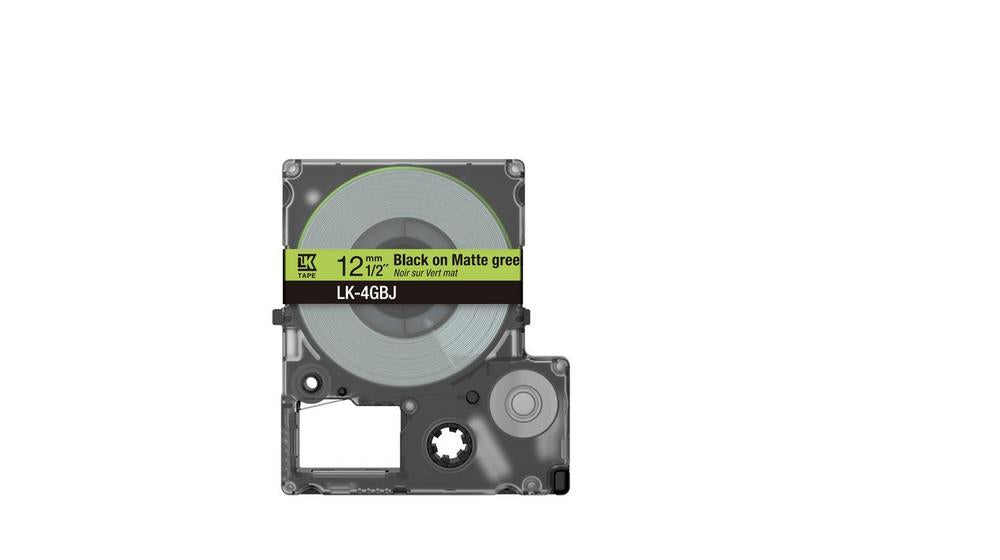 EPSON Matte Tape Green/Black 12mm 8m LK-4GBJ