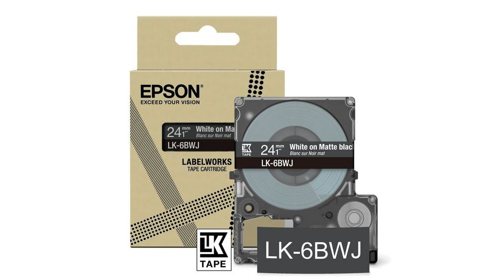 EPSON Matte Tape Black/White 24mm 8m LK-6BWJ