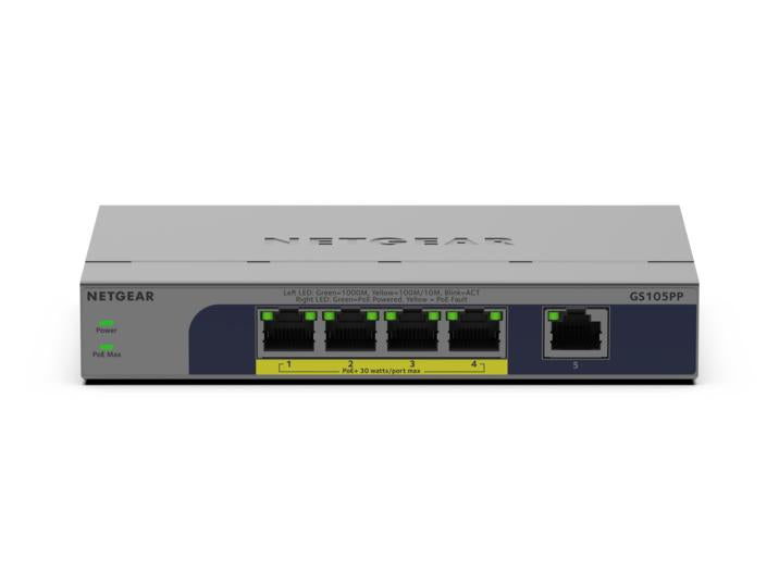 NETGEAR 5PT GB UNMANAGED SWICH W/POE+ GS105PP