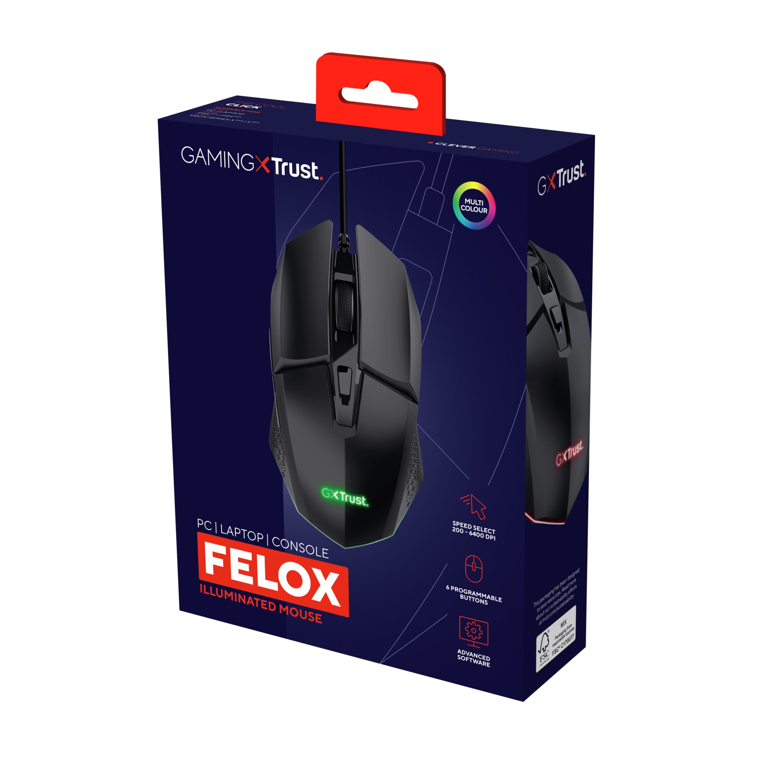 TRUST Souris gaming filaire FELOX rétroéclairée - Noire