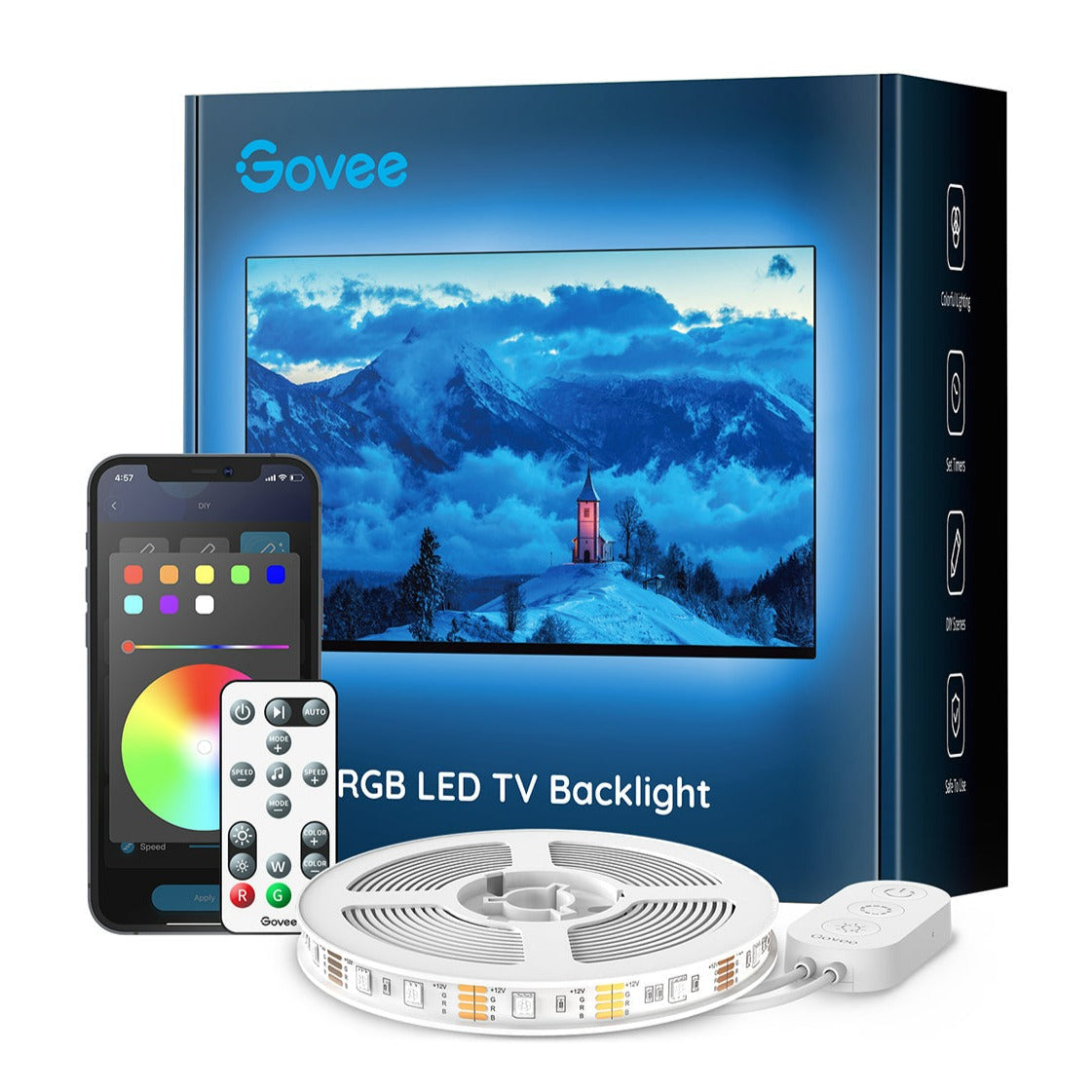 Govee H6179 rétroéclairage TV | Bande LED | pour TV 46-60 pouces, Bluetooth, RGB