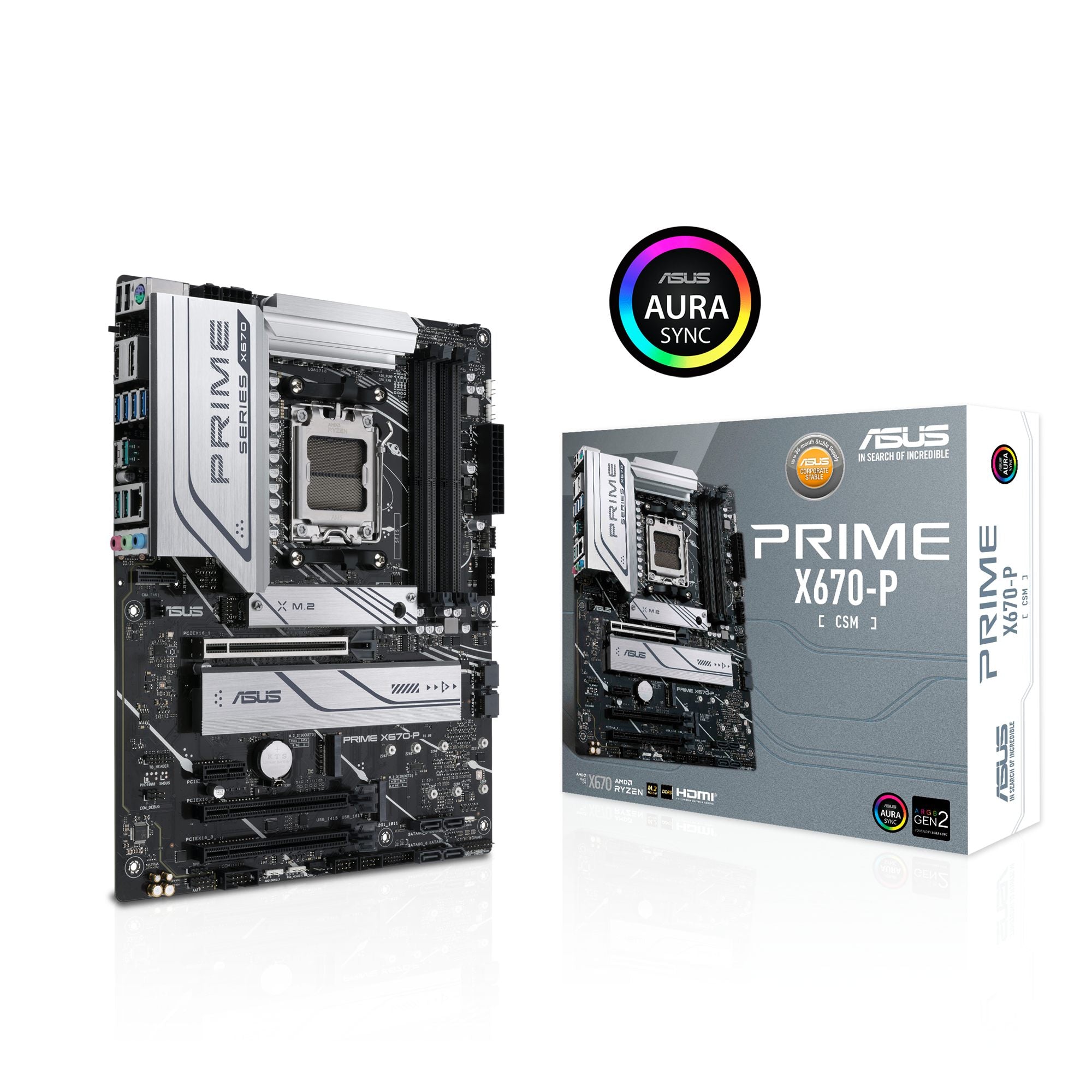 ASUS PRIME X670-P-CSM AM5 4xDIMM DDR5 USB 3.2 GEN 2X2 AURA 3xSATA 3xM.2 1xHDMI 1xDP MB