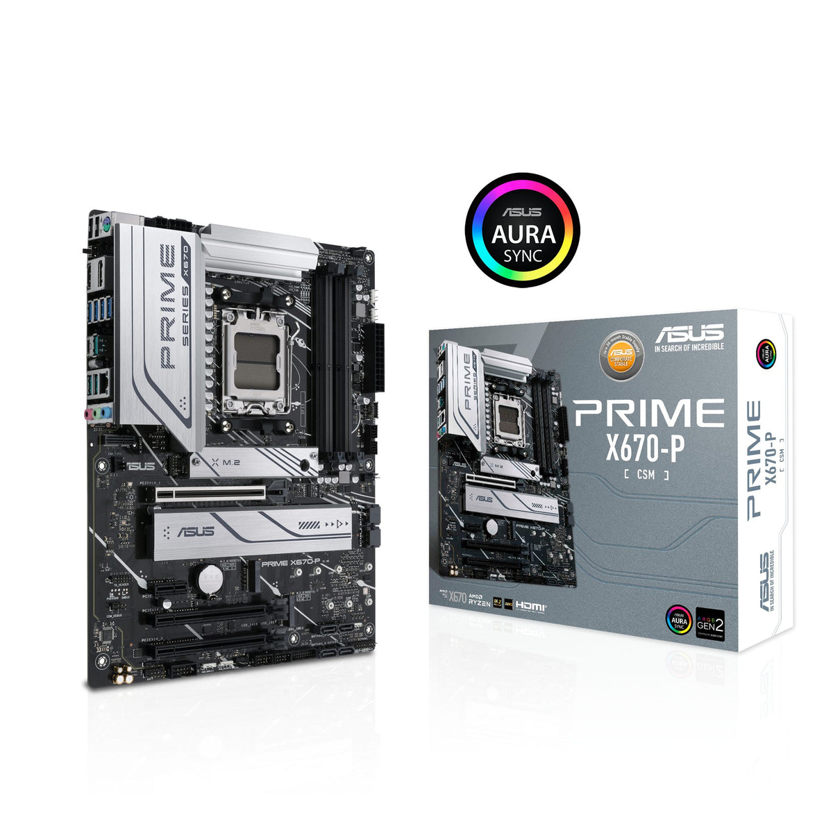 ASUS PRIME X670-P-CSM AM5 4xDIMM DDR5 USB 3.2 GEN 2X2 AURA 3xSATA 3xM.2 1xHDMI 1xDP MB