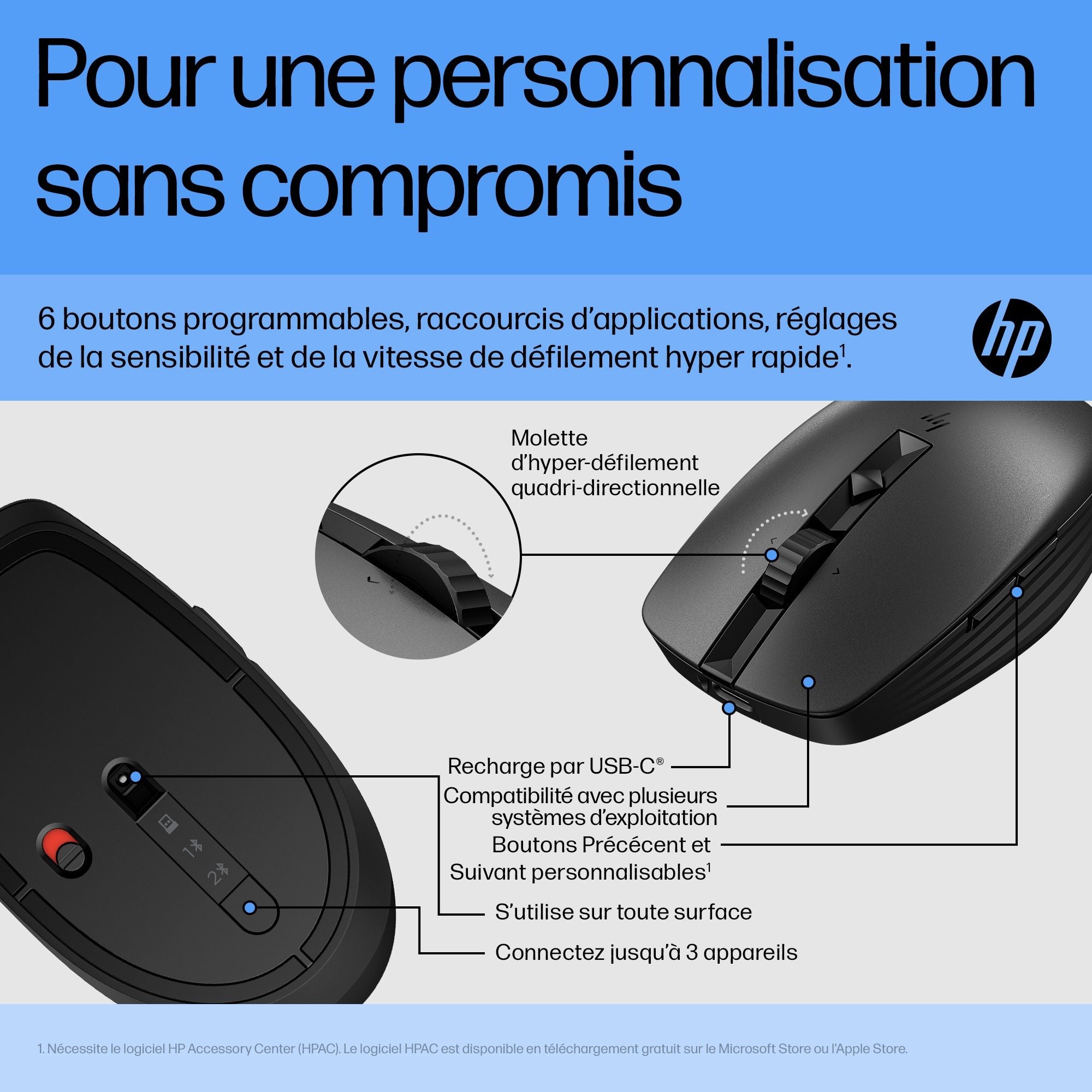 HP 710 RECHBL Silent SLV Bluetooth Mouse