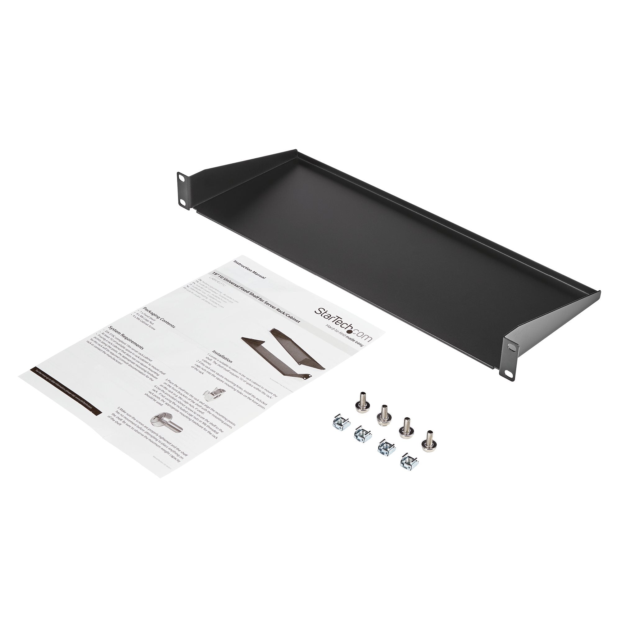 1U 7in Depth Fixed Rack Mount Shelf