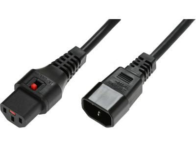 IEC-LOCK Rallonge d alimentation C14 / C13 à verrouillage noire - 3,0 m