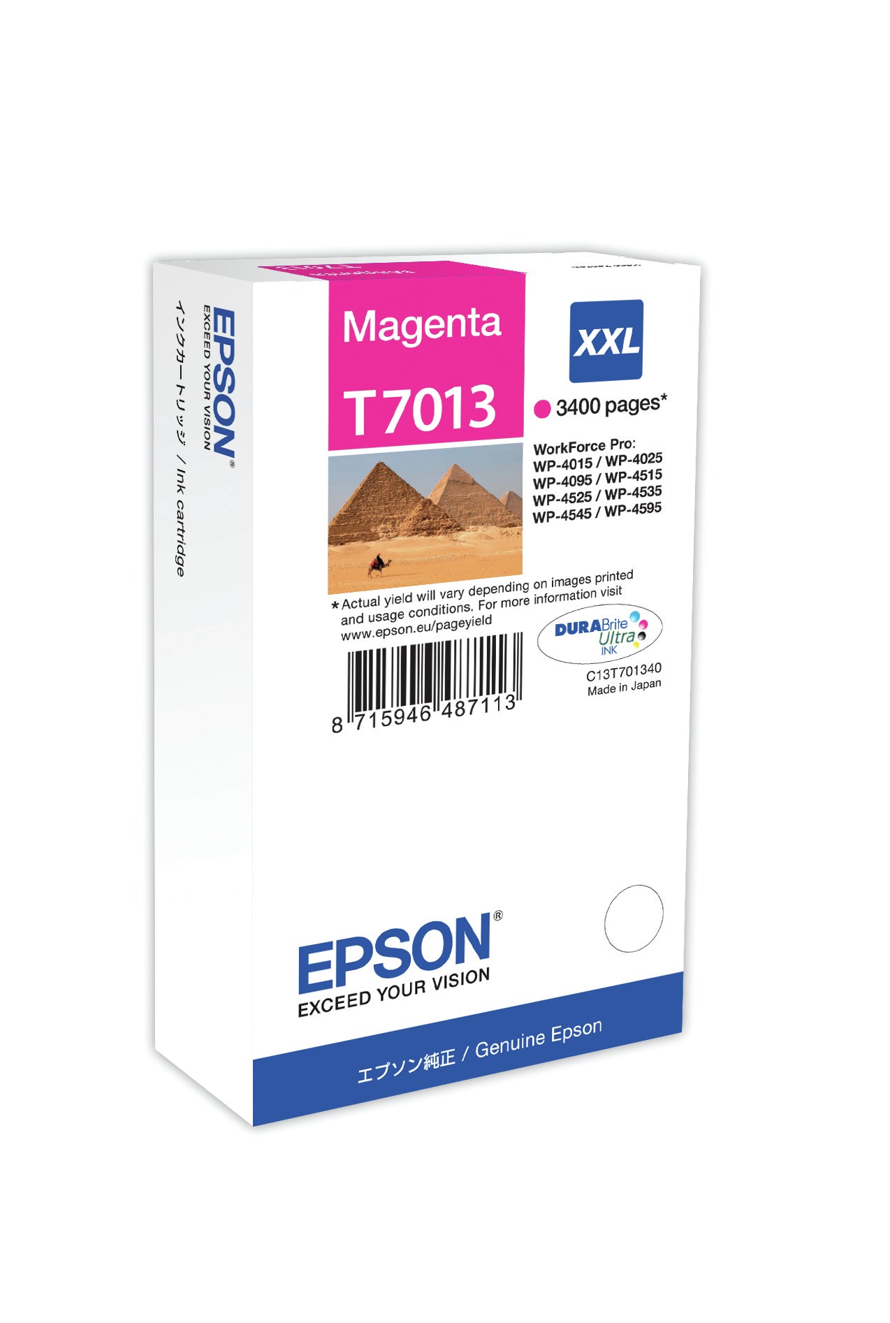 EPSON 1LB WP4000/4500 ink cartridge magenta extra high capacity 3.400 pages 1-pack blister without alarm