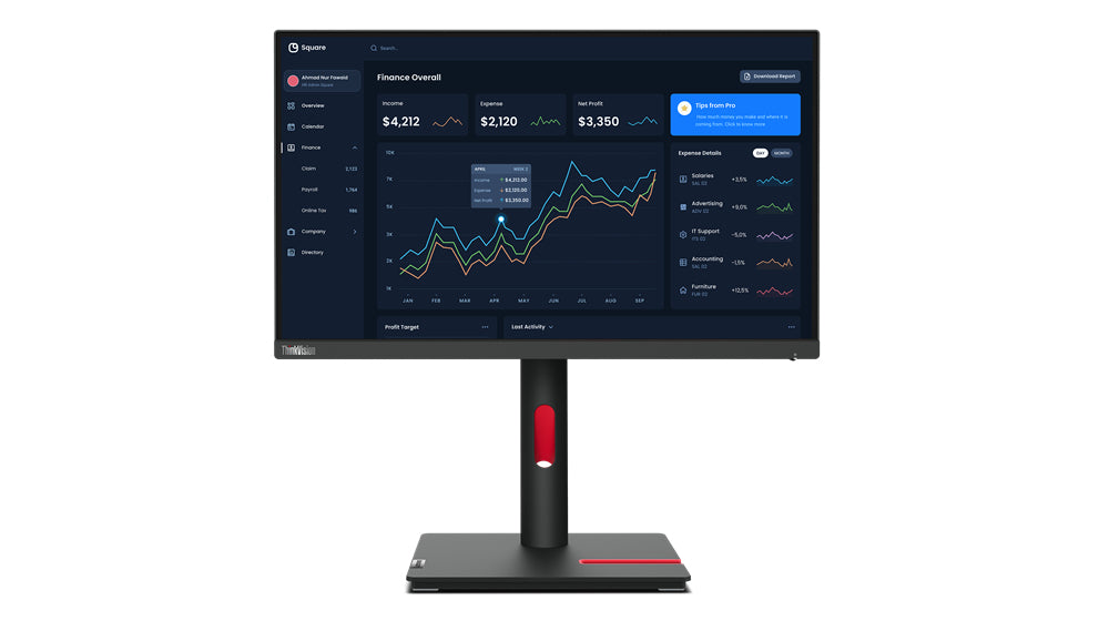 LENOVO ThinkVision T22i-30 21.5p IPS FHD WLED 250cd/m2 4ms HDMI DP VGA 4xUSB 3.2 USB-B 3.2Raven Black