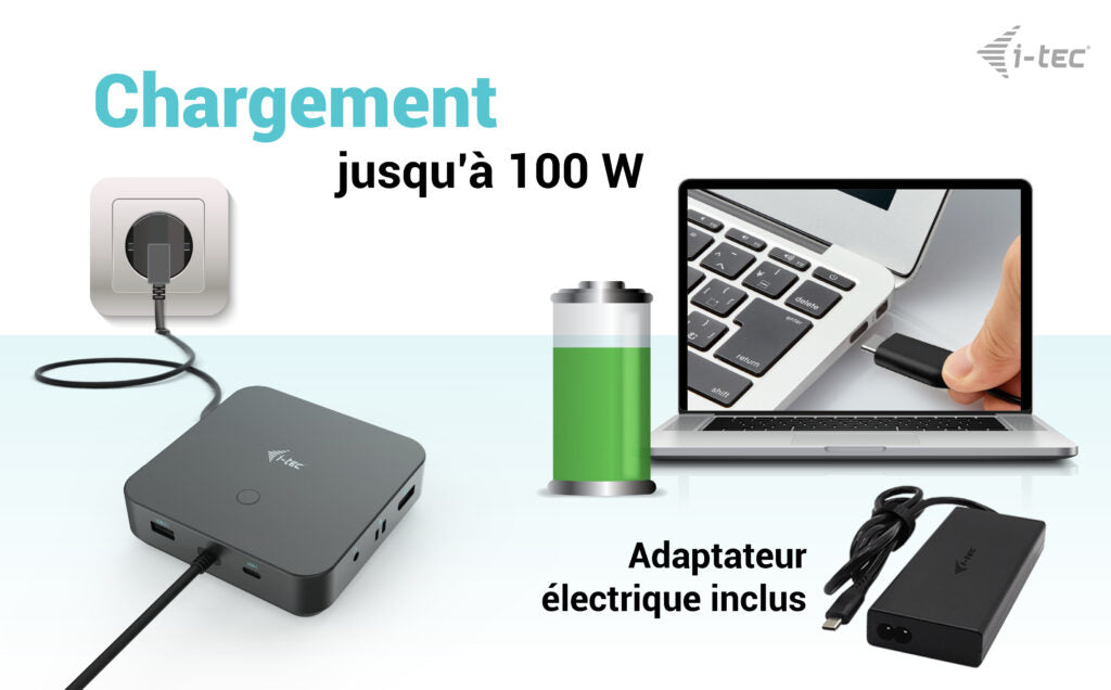I-TEC USB-C HDMI Dual DP Docking Station with Power Delivery 100 W + i-tec Universal Charger 112 W