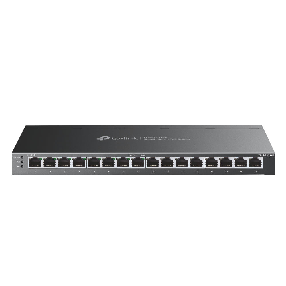 TP-Link JetStream TL-SG2016P commutateur réseau L2/L3/L4 Gigabit Ethernet (10/100/1000) Connexion Ethernet, supportant l'alimentation via ce port (PoE) Noir