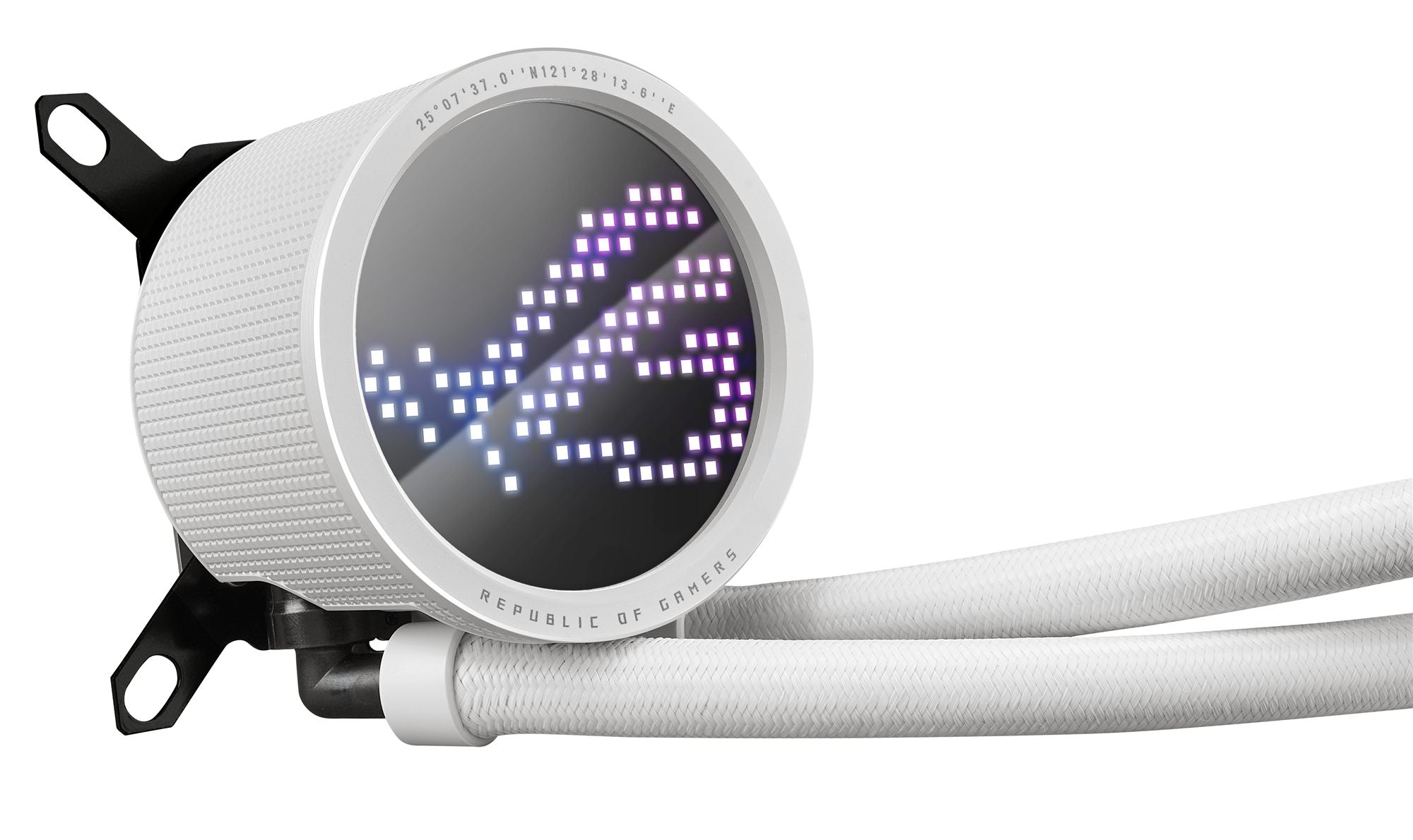 ASUS ROG RYUO III 360 ARGB white edition all-in-one CPU liquid cooler with Asetek 8th gen pump solution and Anime Matrix LED Display