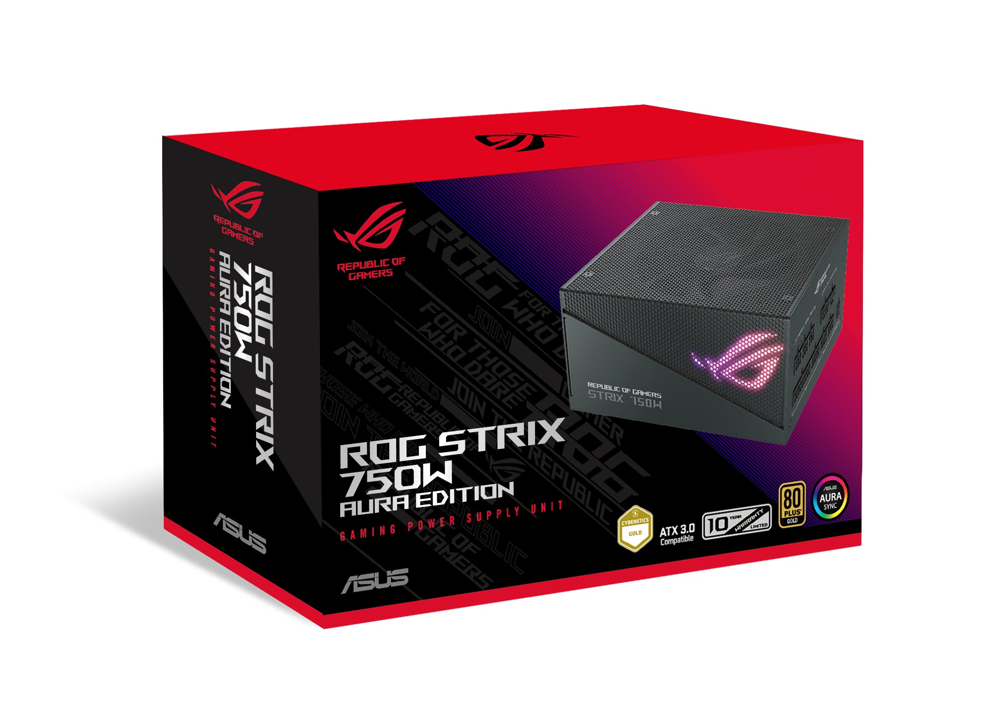 ASUS ROG Strix 750W Gold Aura Edition Fully Modular Power Supply 80+ Gold Certified ATX 3.0 Compatible PCIe Gen 5.0
