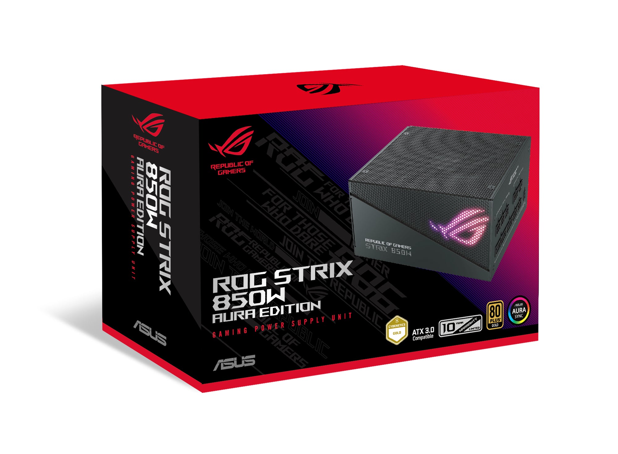 ASUS ROG Strix 850W Gold Aura Edition Fully Modular Power Supply 80+ Gold Certified ATX 3.0 Compatible PCIe Gen 5.0