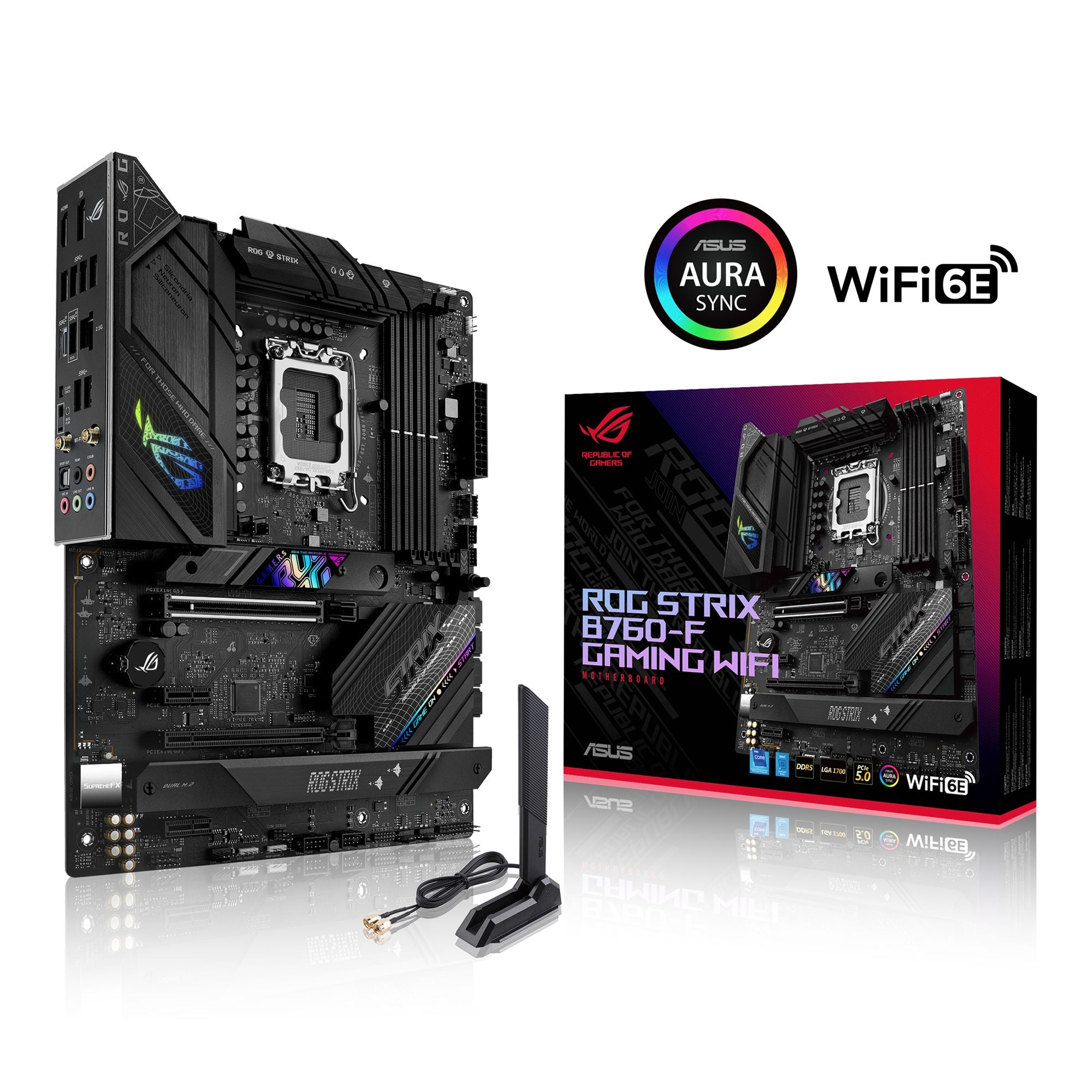 ASUS ROG STRIX B760-F GAMING WIFI LGA 1700 4xDDR5 ATX 4xSATA MB 1xHDMI 2.1 1xDP 1.4 3xM.2