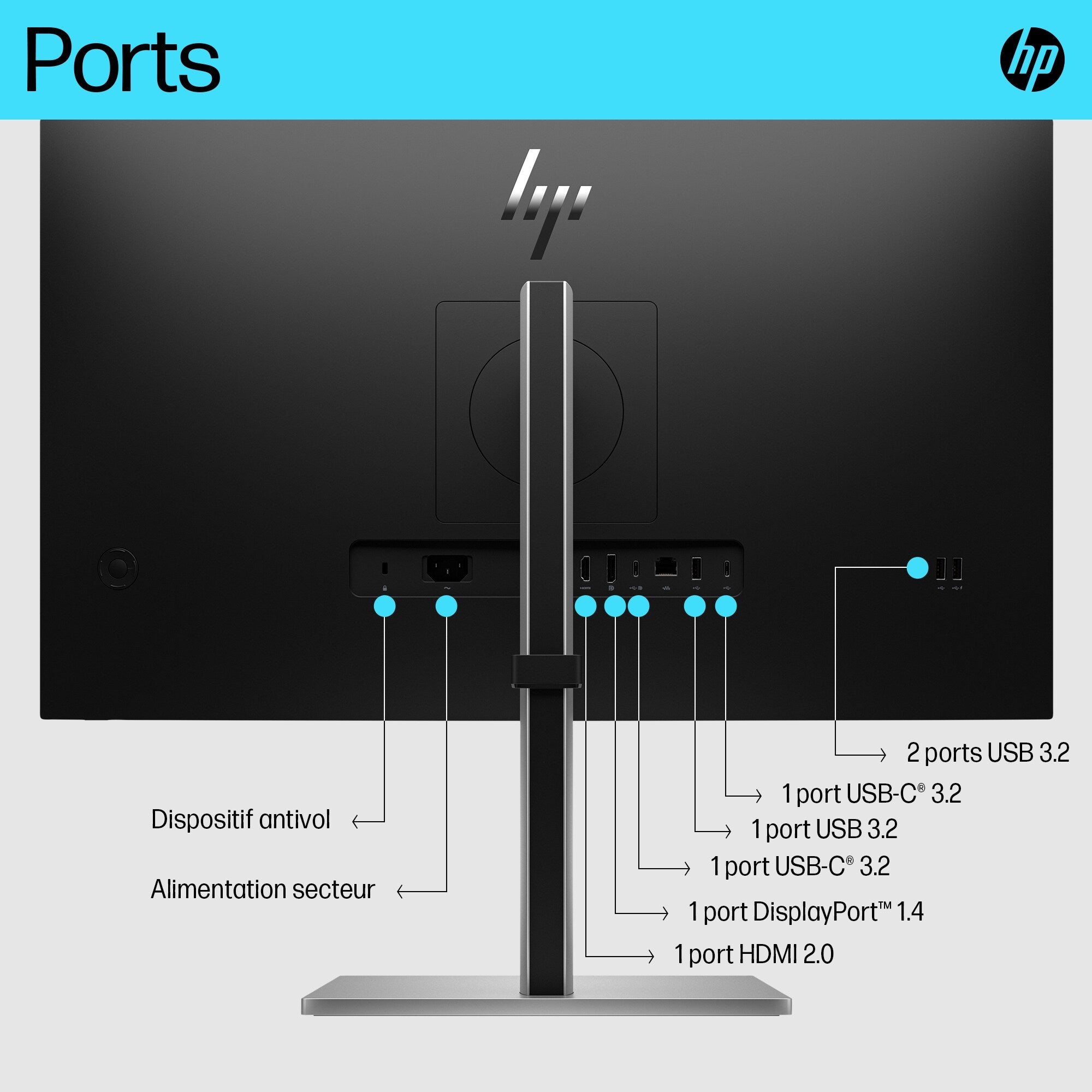 HP Écran 4K E27k G5 27p 4K UHD 3840x2160 HDMI USB-C DisplayPort