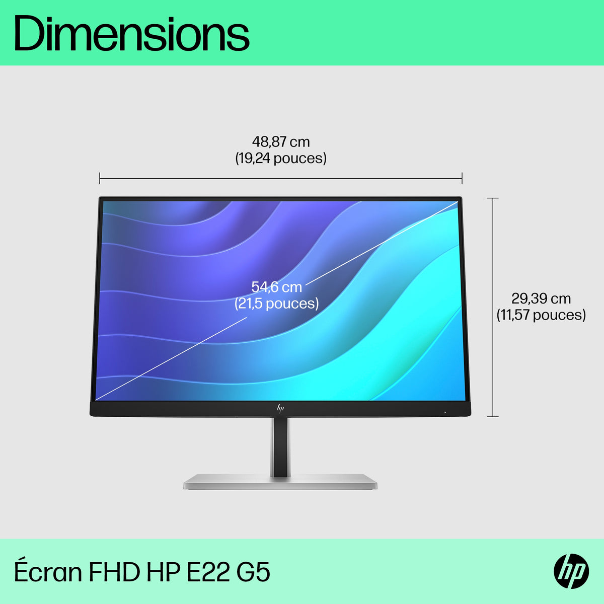 HP Écran E22 G5 FHD 21.5p FHD 1920x1080 HDMI USB hub DisplayPort