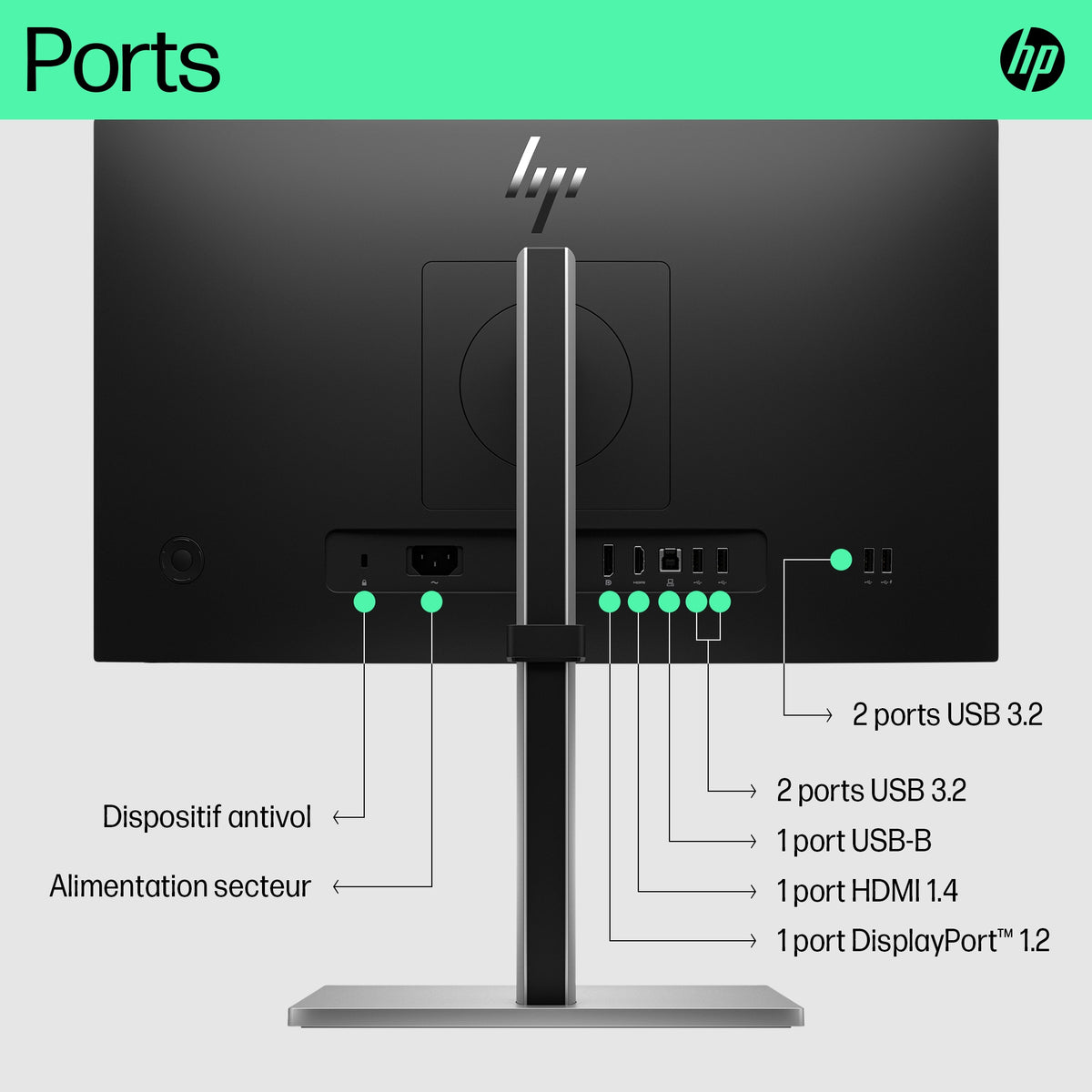 HP Écran E22 G5 FHD 21.5p FHD 1920x1080 HDMI USB hub DisplayPort