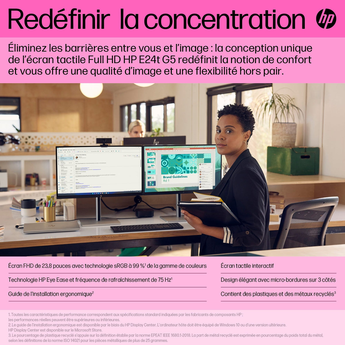 HP Écran tactile E24t G5 FHD 23.8p FHD 1920x1080 HDMI DisplayPort