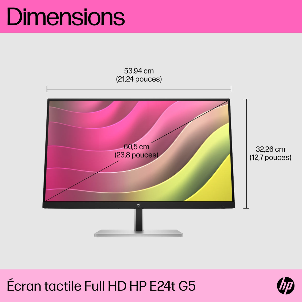 HP Écran tactile E24t G5 FHD 23.8p FHD 1920x1080 HDMI DisplayPort