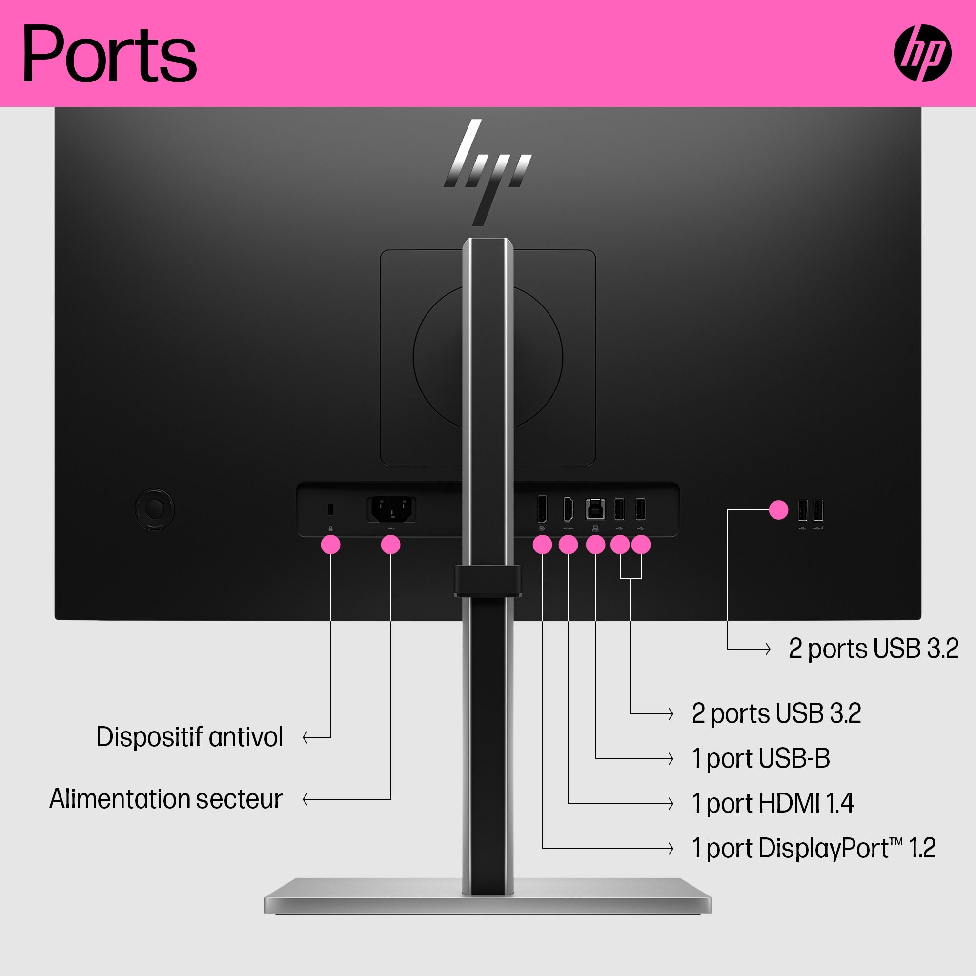 HP Écran tactile E24t G5 FHD 23.8p FHD 1920x1080 HDMI DisplayPort