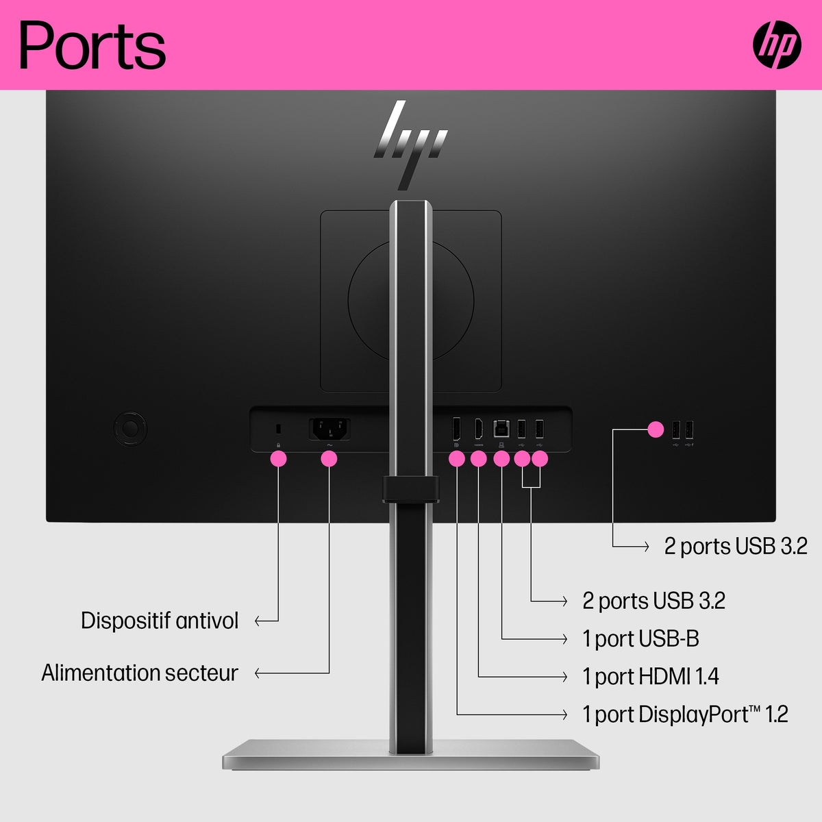 HP Écran tactile E24t G5 FHD 23.8p FHD 1920x1080 HDMI DisplayPort