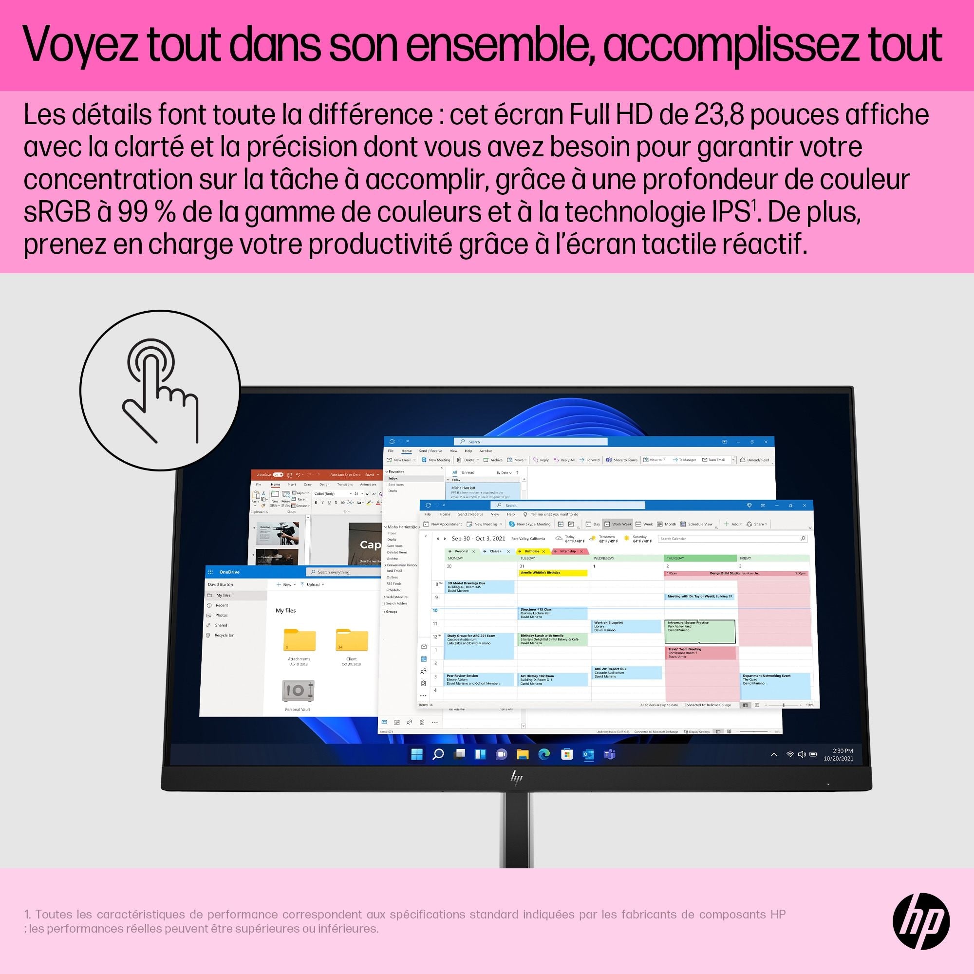 HP Écran tactile E24t G5 FHD 23.8p FHD 1920x1080 HDMI DisplayPort