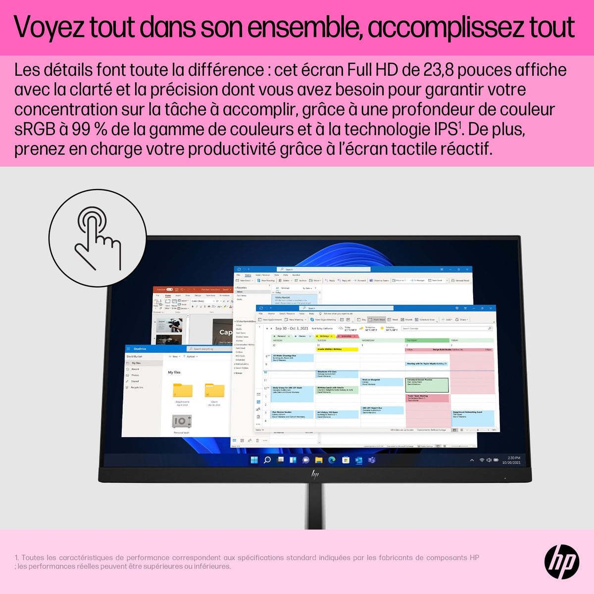 HP Écran tactile E24t G5 FHD 23.8p FHD 1920x1080 HDMI DisplayPort